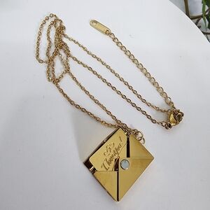 Gold Letter Envelope Love Note Necklace